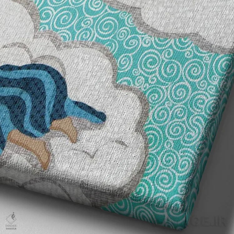 تابلو دکوراتیو قلعه روی ابر اثر پوسترهای پارچه ای پاپ اثر علی شیر - نمای نزدیک بافت بوم