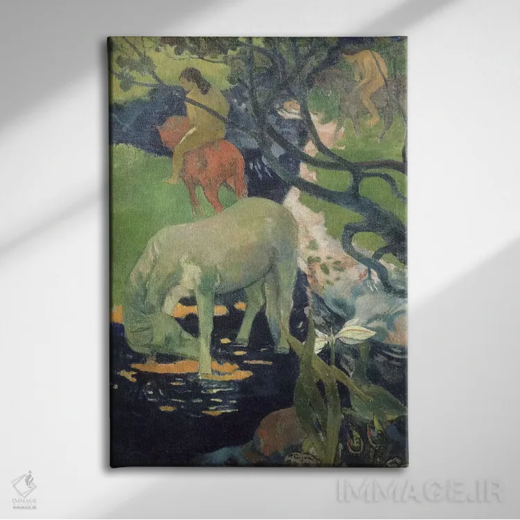 تابلو دکوراتیو اسب سفید اثر پل گوگن - نمای روبهرو روی دیوار