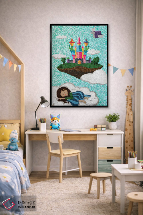 تابلو دکوراتیو قلعه روی ابر اثر پوسترهای پارچه ای پاپ اثر علی شیر - D2B