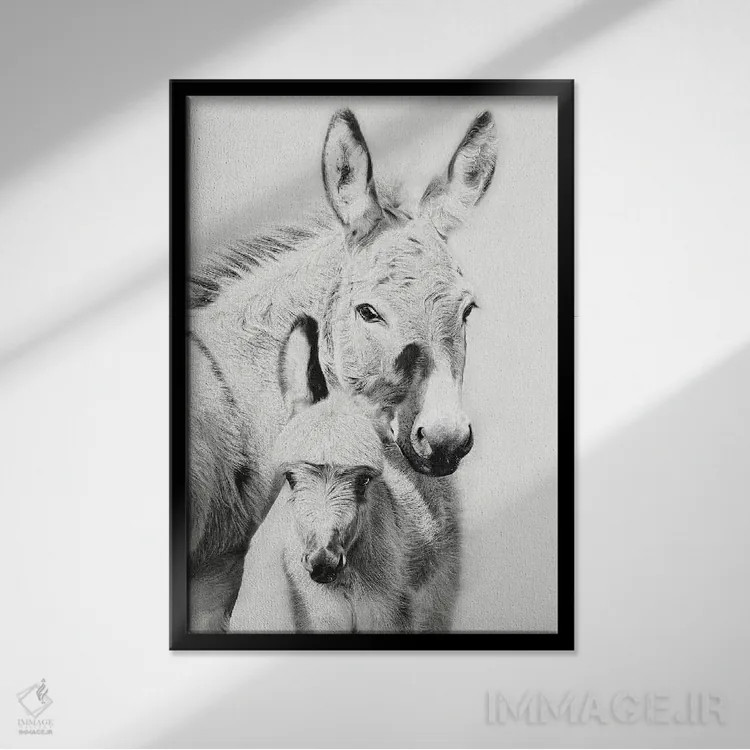 تابلو دکوراتیو پرتره الاغ V اثر پی اچ برچت - نمای قابدار مشکی