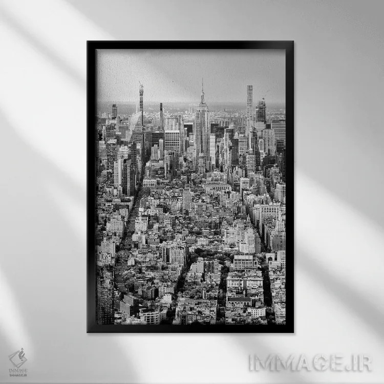تابلو دکوراتیو "منظره شهر نیویورک" اثر فیلیپ هوگونار - نمای قابدار مشکی