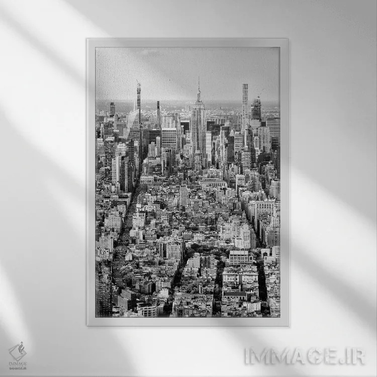 تابلو دکوراتیو "منظره شهر نیویورک" اثر فیلیپ هوگونار - نمای قابدار سفید