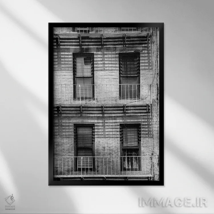 تابلو دکوراتیو " façade ساختمان های نیویورک" اثر فیلیپ هوگونار - نمای قابدار مشکی