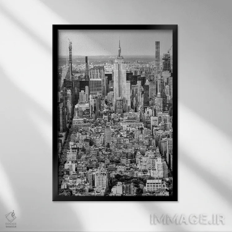 تابلو دکوراتیو ساختمان امپایر استیت اثر فیلیپ هوگونار - نمای قابدار مشکی