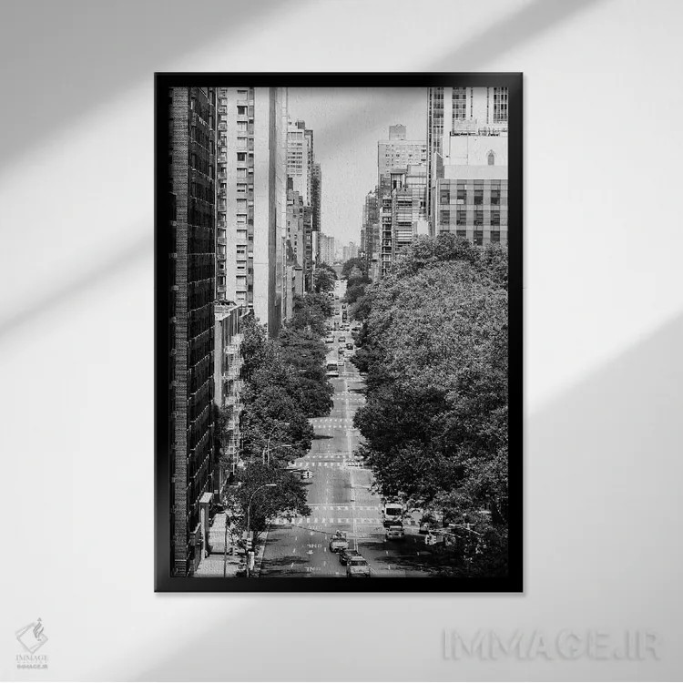تابلو دکوراتیو خیابان مرکزی نیویورک اثر فیلیپ هوگونار - نمای قابدار مشکی