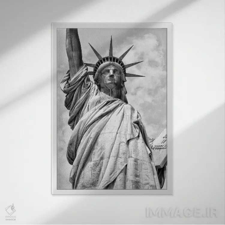 تابلو دکوراتیو مجسمه آزادی II اثر فیلیپ هوگونار - نمای قابدار سفید