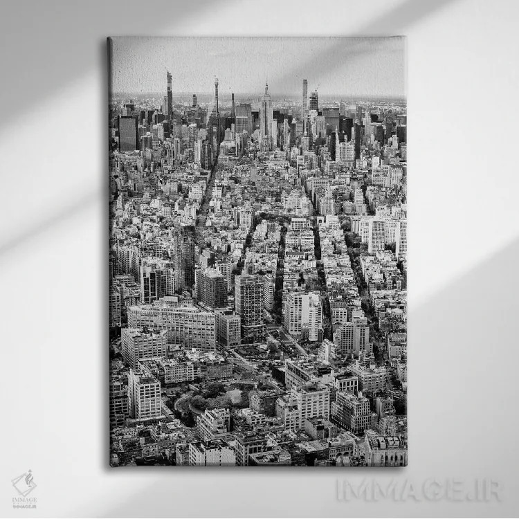 تابلو دکوراتیو نمای آسمانی مرکز شهر اثر فیلیپ هوگونار - نمای روبهرو روی دیوار