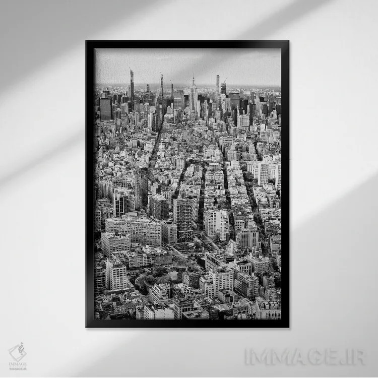 تابلو دکوراتیو نمای آسمانی مرکز شهر اثر فیلیپ هوگونار - نمای قابدار مشکی