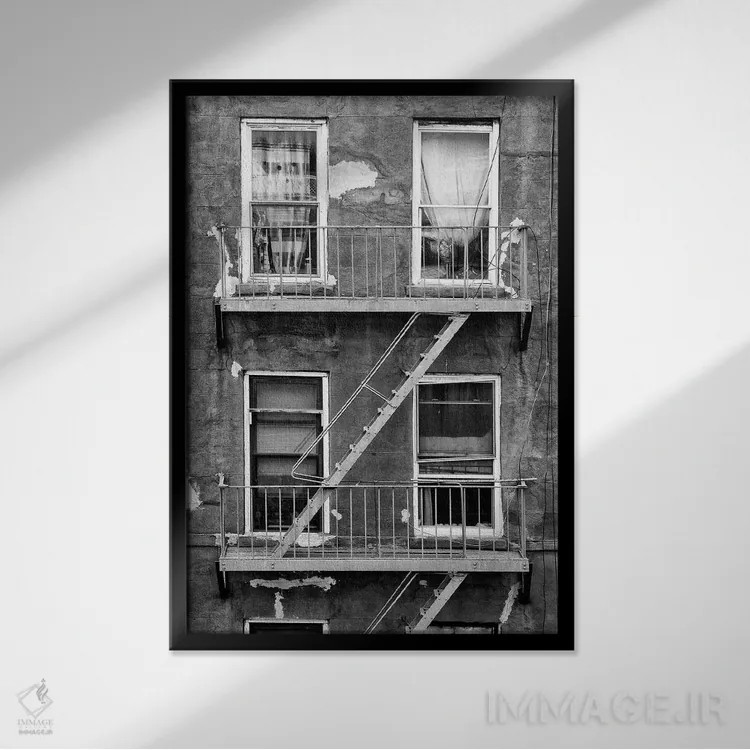 تابلو دکوراتیو چهار پنجره اثر فیلیپ هوگونار - نمای قابدار مشکی