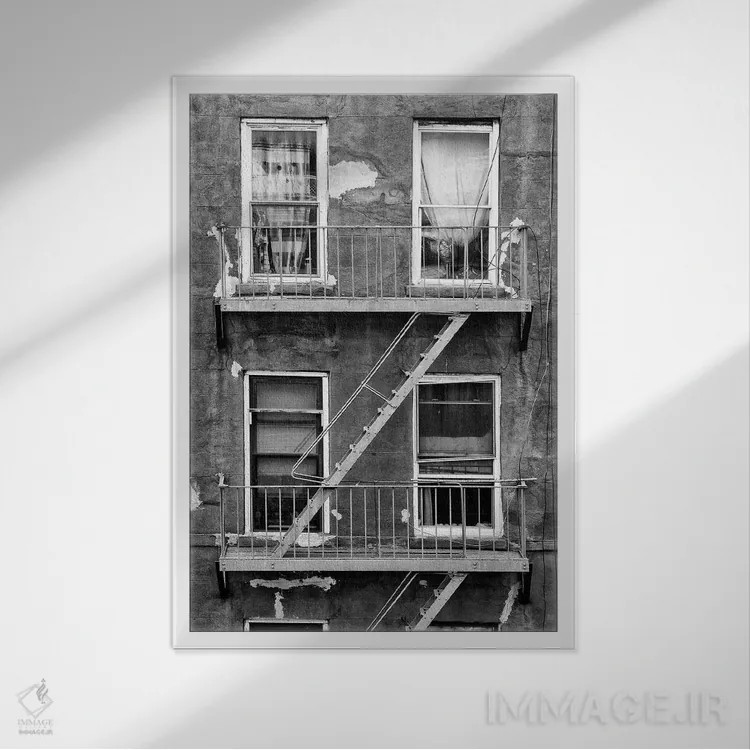 تابلو دکوراتیو چهار پنجره اثر فیلیپ هوگونار - نمای قابدار سفید