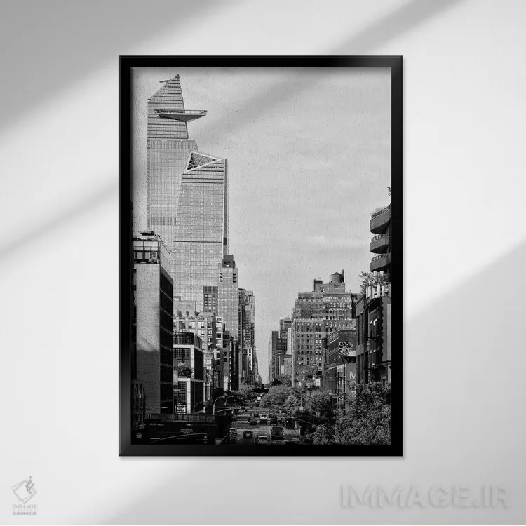 تابلو دکوراتیو محله نیویورک اثر فیلیپ هوگونار - نمای قابدار مشکی