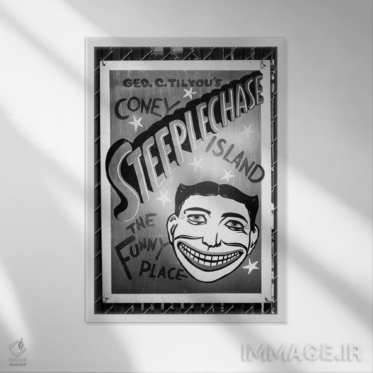 تابلو دکوراتیو مکان خنده دار کونی آیلند اثر فیلیپ هوگونار - نمای قابدار سفید