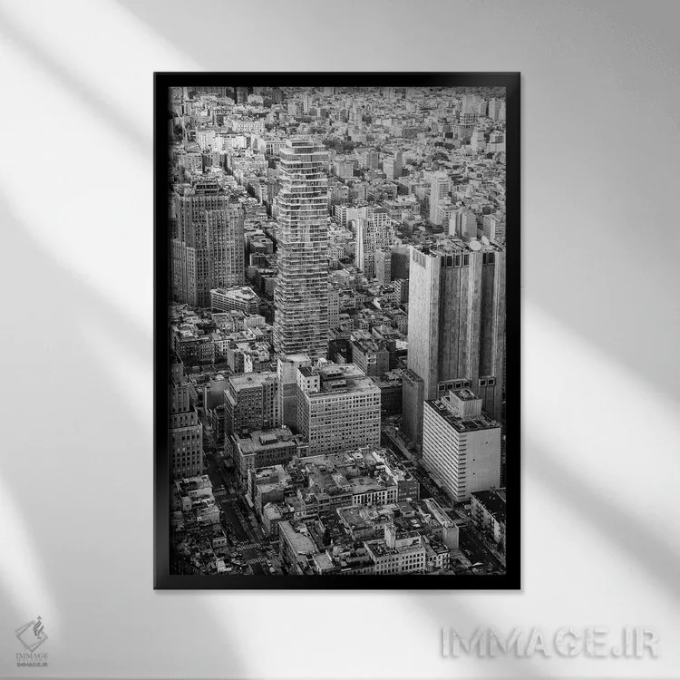 تابلو دکوراتیو ساختمان جنگا اثر فیلیپ هوگونار - نمای قابدار مشکی