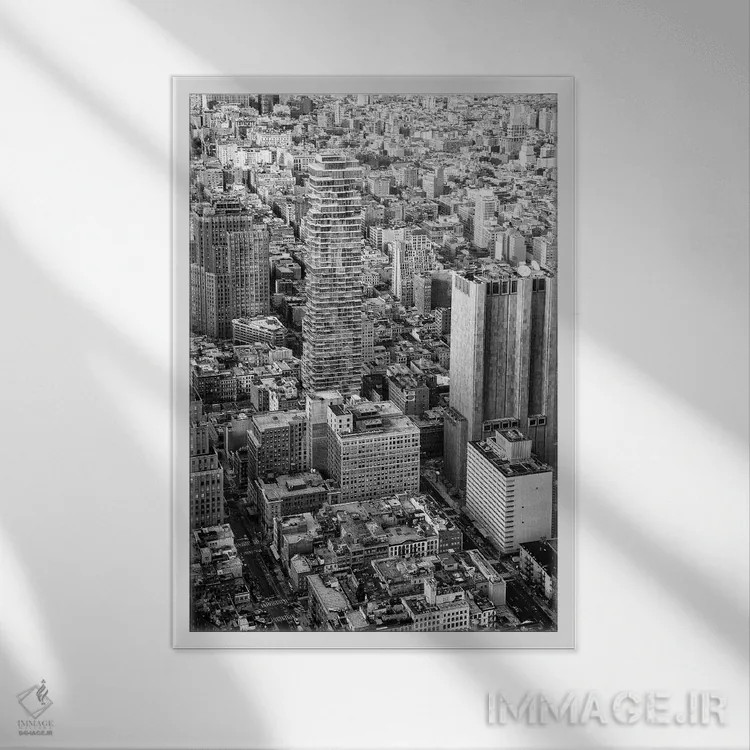 تابلو دکوراتیو ساختمان جنگا اثر فیلیپ هوگونار - نمای قابدار سفید