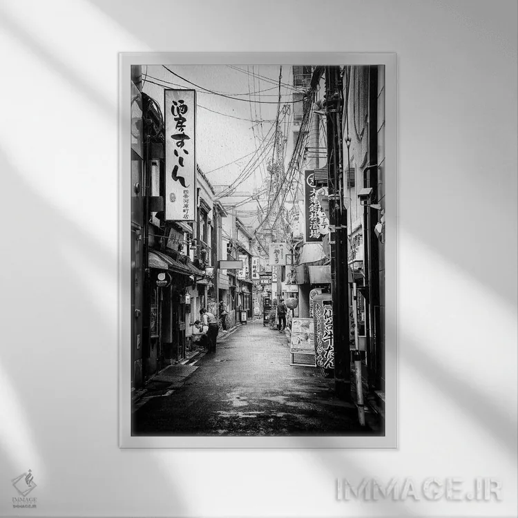تابلو دکوراتیو زندگی خیابانی کیوتو اثر فیلیپ هوگونار - نمای قابدار سفید