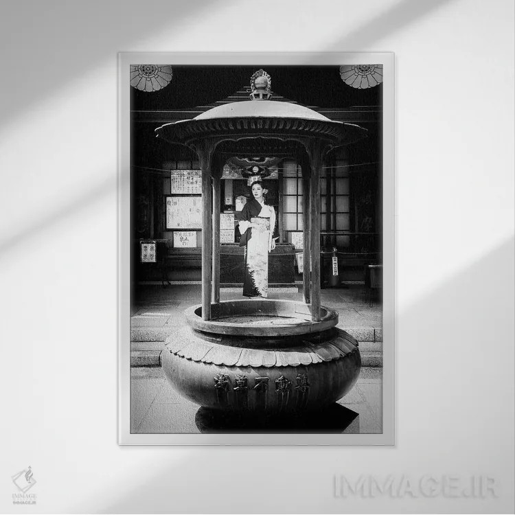 تابلو دکوراتیو تاریخ ژاپن اثر فیلیپ هوگونار - نمای قابدار سفید