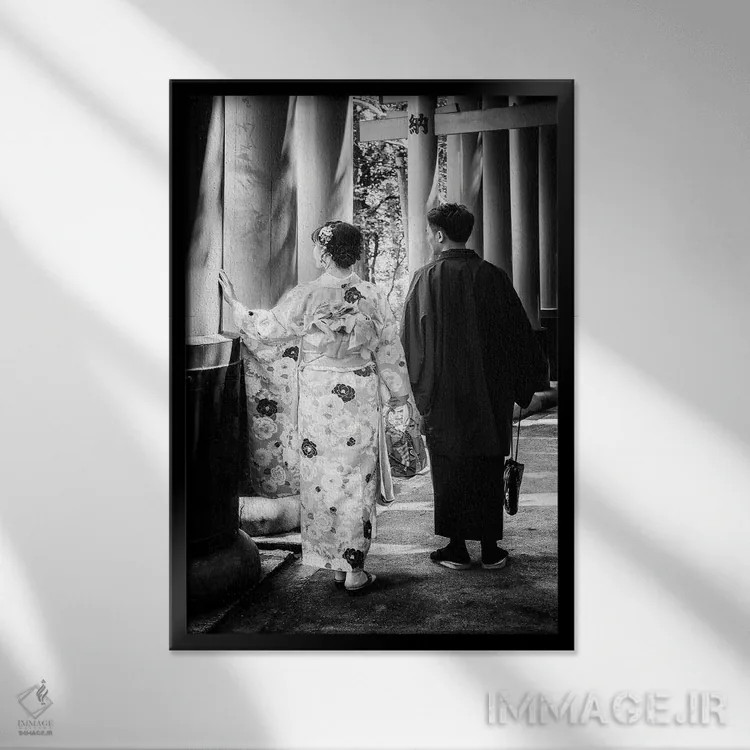تابلو دکوراتیو عاشقان اثر فیلیپ هوگونار - نمای قابدار مشکی