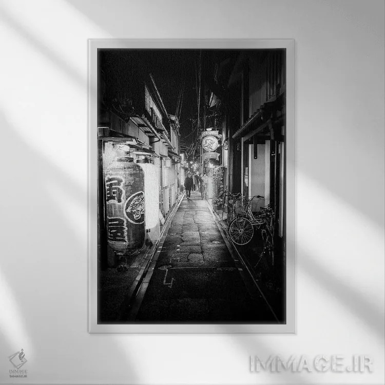 تابلو دکوراتیو صحنه خیابانی در کیوتو اثر فیلیپ هوگونار - نمای قابدار سفید