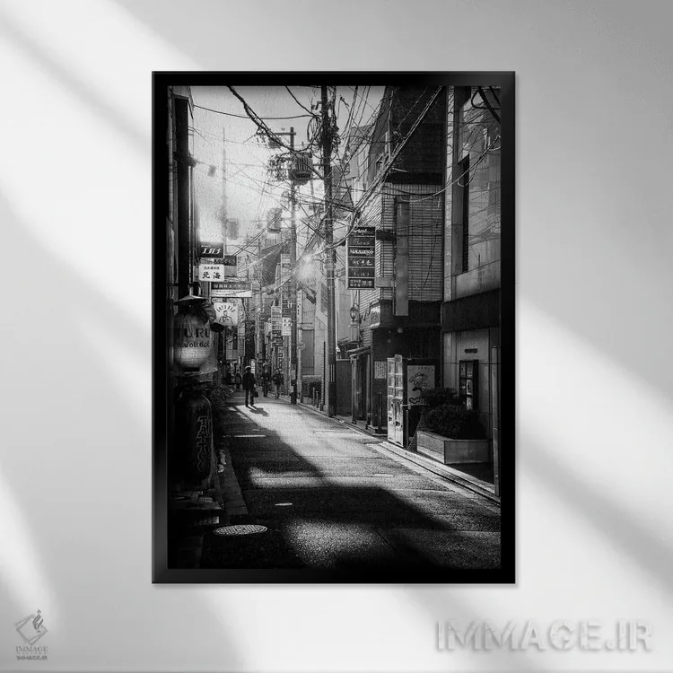 تابلو دکوراتیو صحنه خیابانی کیوتو I اثر فیلیپ هوگونار - نمای قابدار مشکی