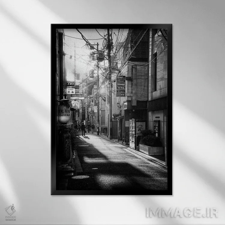 تابلو دکوراتیو صحنه خیابانی کیوتو I اثر فیلیپ هوگونار - نمای قابدار مشکی