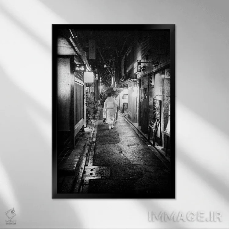تابلو دکوراتیو خیابان باریک اثر فیلیپ هوگونار - نمای قابدار مشکی