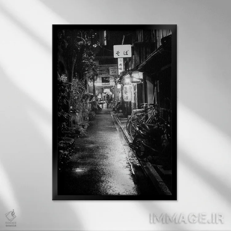 تابلو دکوراتیو پارکینگ دوچرخه اثر فیلیپ هوگونار - نمای قابدار مشکی