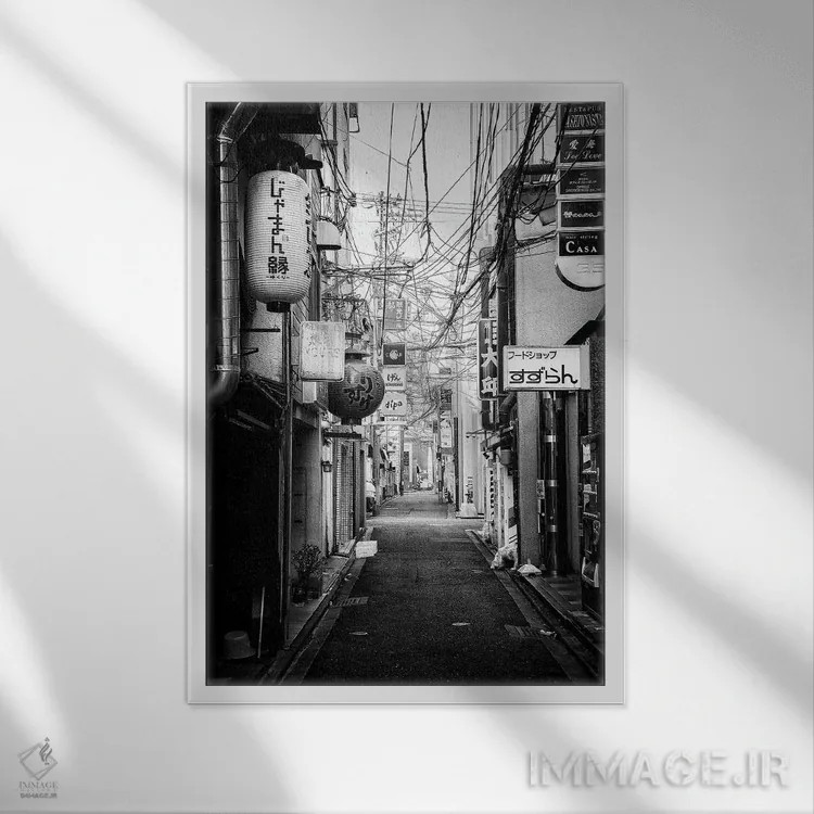 تابلو دکوراتیو صحنه خیابانی کیوتو II اثر فیلیپ هوگونار - نمای قابدار سفید
