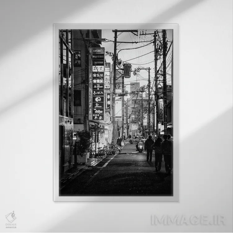 تابلو دکوراتیو صحنه خیابانی کیوتو I اثر فیلیپ هوگونار - نمای قابدار سفید