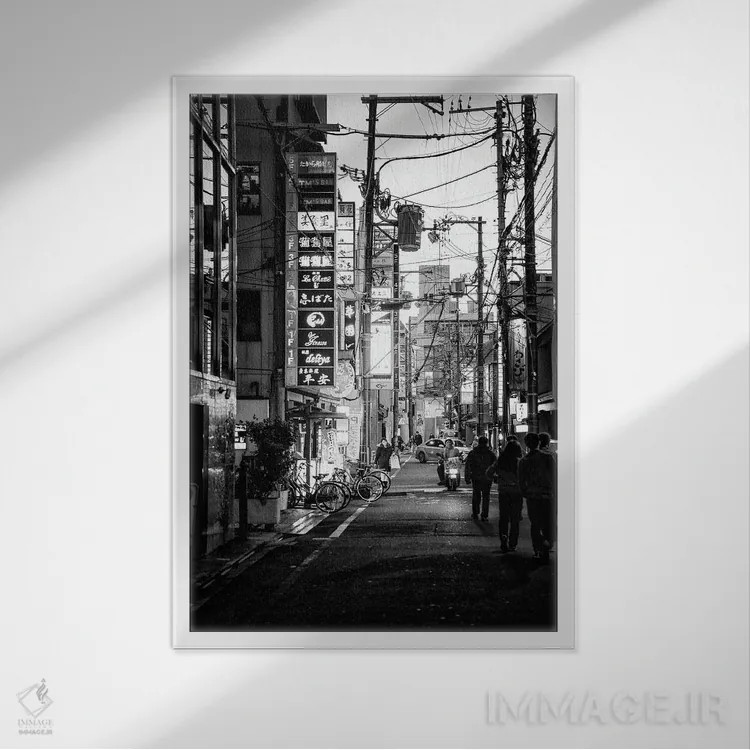 تابلو دکوراتیو صحنه خیابانی کیوتو I اثر فیلیپ هوگونار - نمای قابدار سفید