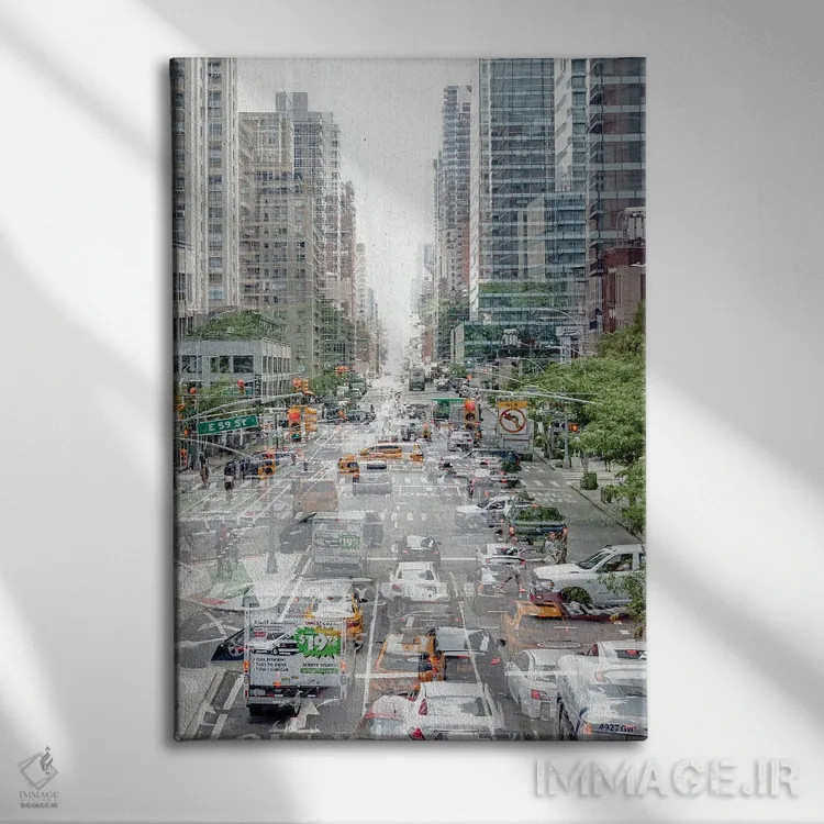 تابلو دکوراتیو انتزاع شهری اثر فیلیپ هوگونار - نمای روبهرو روی دیوار
