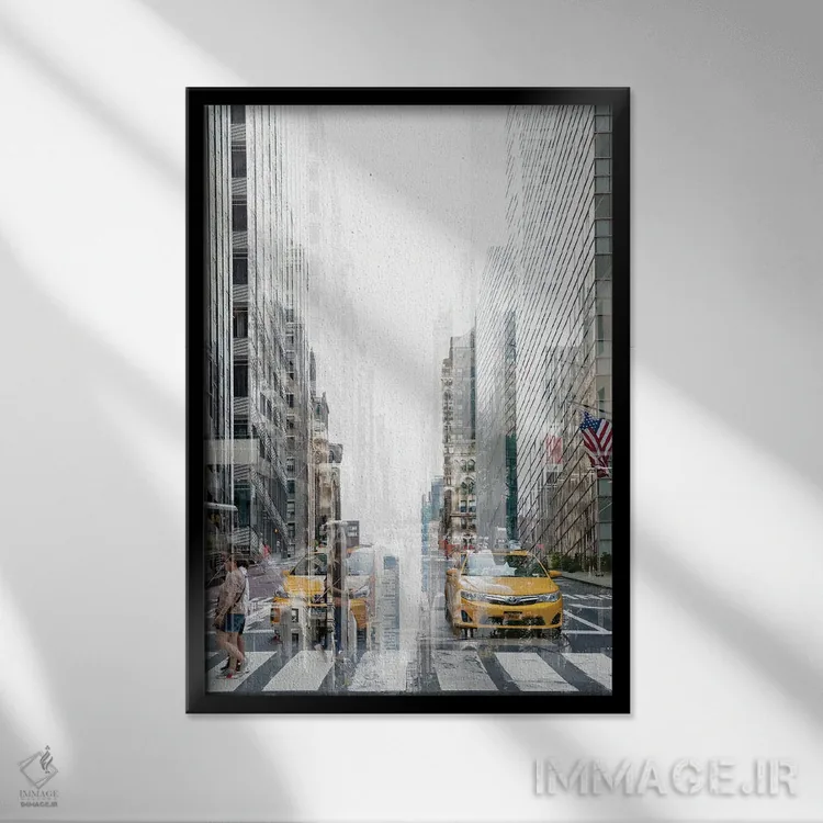 تابلو دکوراتیو انتزاع شهری اثر فیلیپ هوگونار - نمای قابدار مشکی