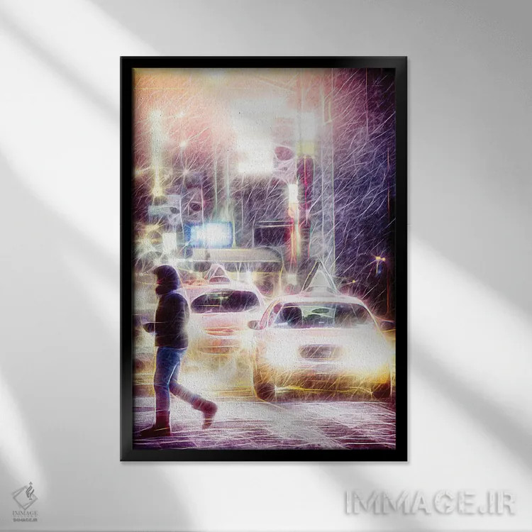 تابلو دکوراتیو "طوفان برفی" اثر فیلیپ هوگونار - نمای قابدار مشکی