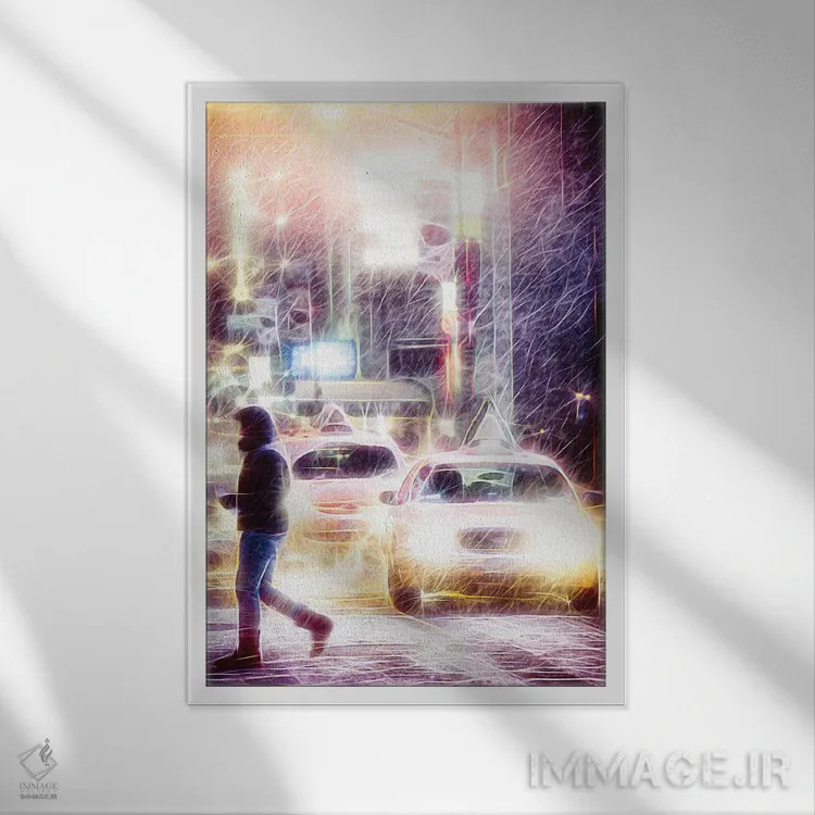 تابلو دکوراتیو "طوفان برفی" اثر فیلیپ هوگونار - نمای قابدار سفید