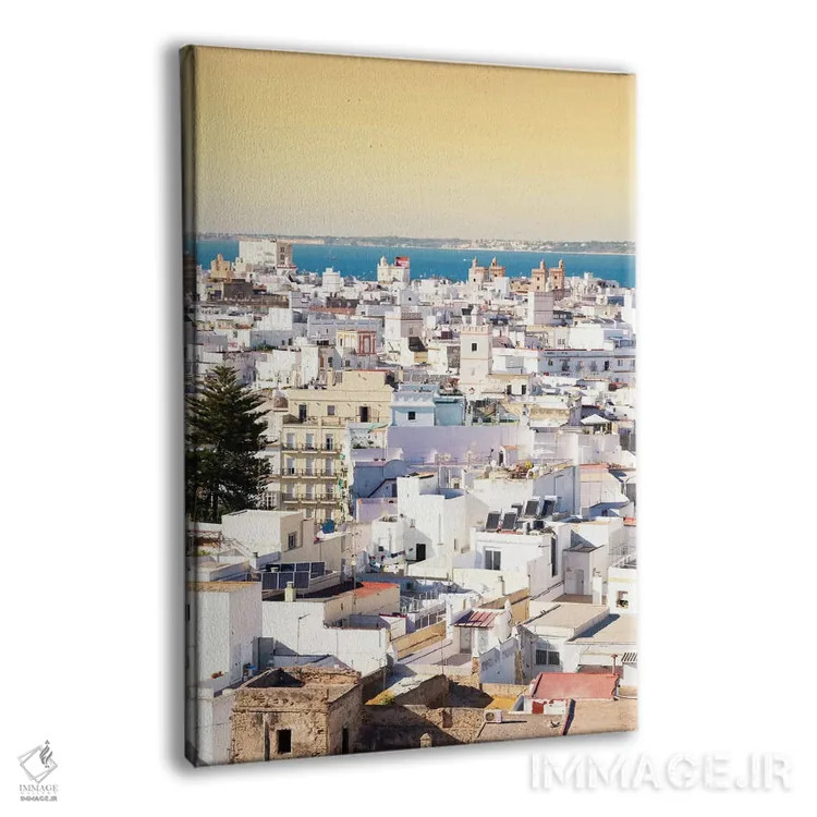 تابلو دکوراتیو "شهر سفید کادیز در غروب" اثر فیلیپ هوگونار - نمای پرسپکتیو محصول