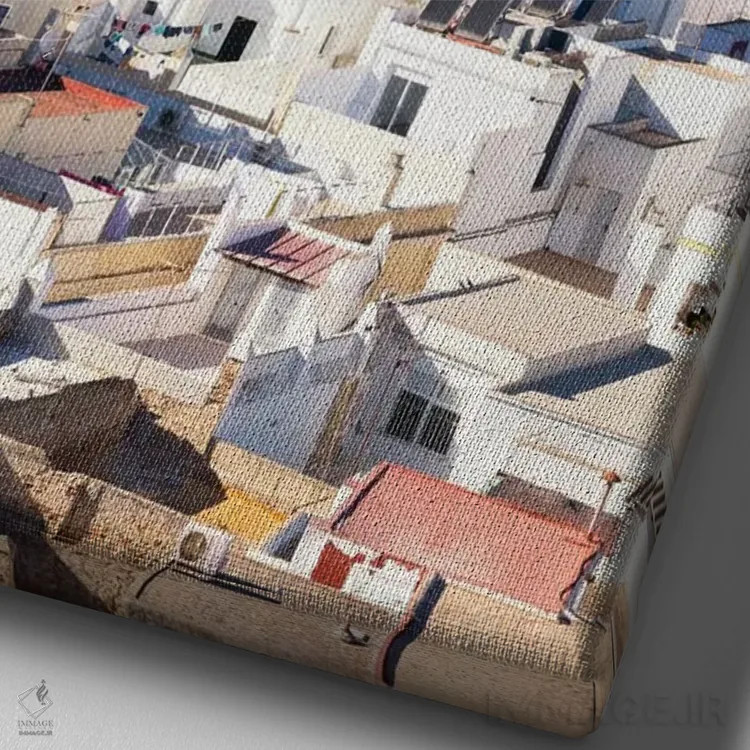 تابلو دکوراتیو "شهر سفید کادیز در غروب" اثر فیلیپ هوگونار - نمای نزدیک بافت بوم