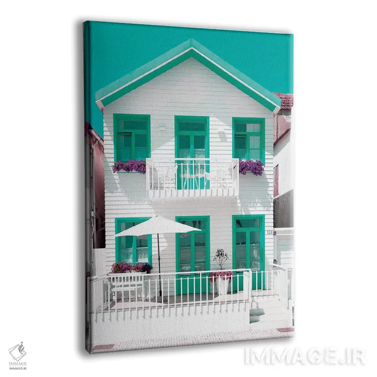 تابلو دکوراتیو "خانه سفید با پنجره های سبز" اثر فیلیپ هوگونار - نمای پرسپکتیو محصول
