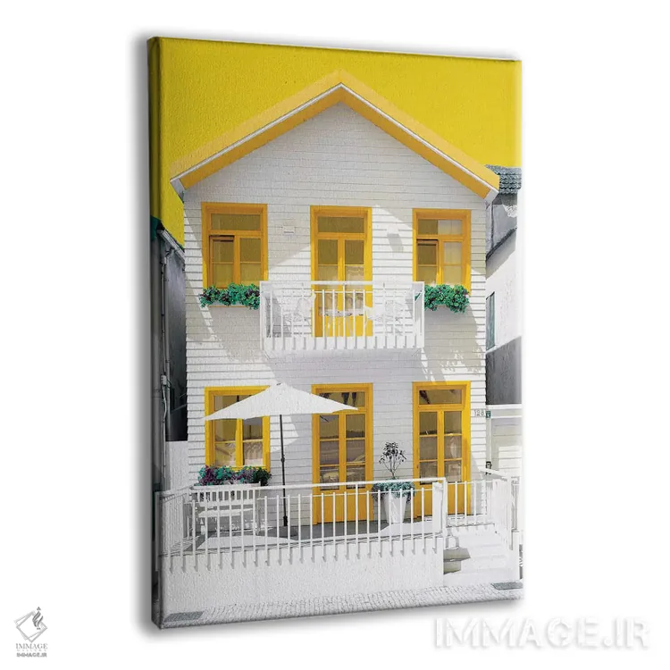 تابلو دکوراتیو "خانه سفید با پنجره های زرد" اثر فیلیپ هوگونار - نمای پرسپکتیو محصول