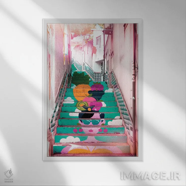 تابلو دکوراتیو "پله برقی گرمسیری II" اثر فیلیپ هوگونار - نمای قابدار سفید