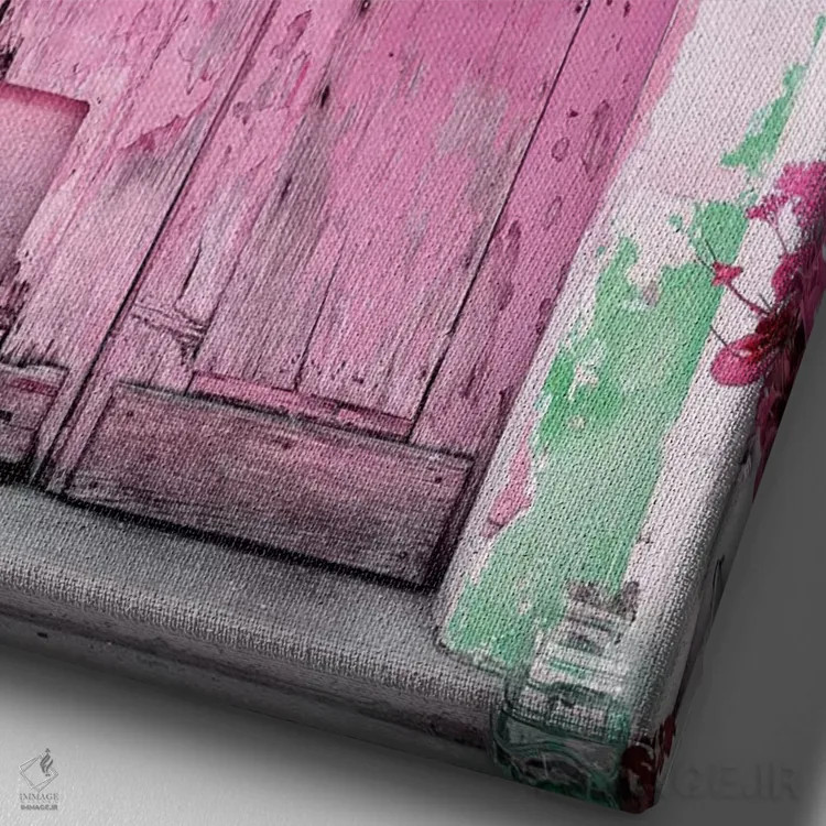 تابلو دکوراتیو "در قدیمی صورتی" اثر فیلیپ هوگونار - نمای نزدیک بافت بوم