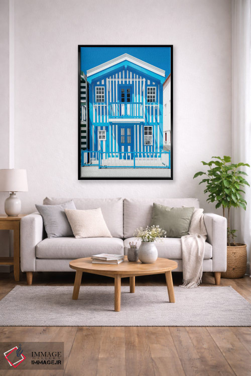 تابلو دکوراتیو "خانه با خطوط آبی" اثر فیلیپ هوگونار - D1B