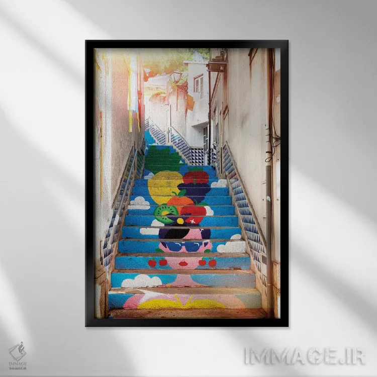 تابلو دکوراتیو "پله برقی گرمسیری I" اثر فیلیپ هوگونار - نمای قابدار مشکی
