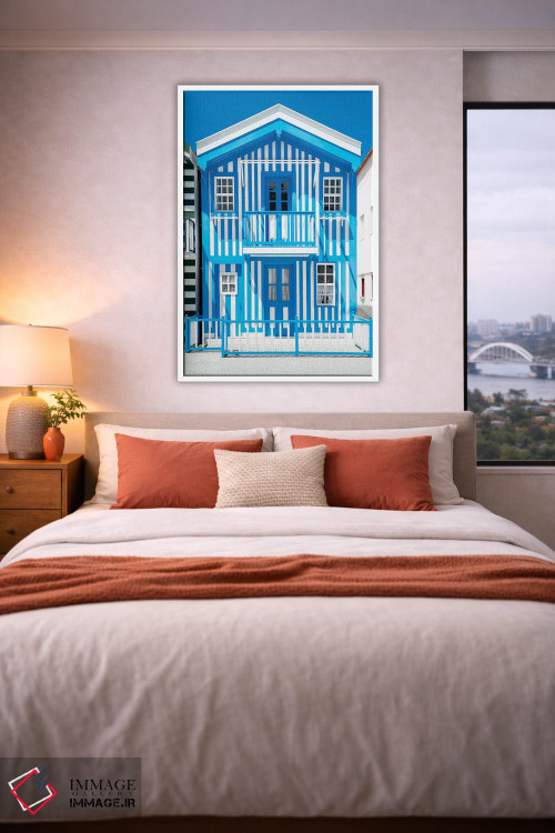 تابلو دکوراتیو "خانه با خطوط آبی" اثر فیلیپ هوگونار - D3W