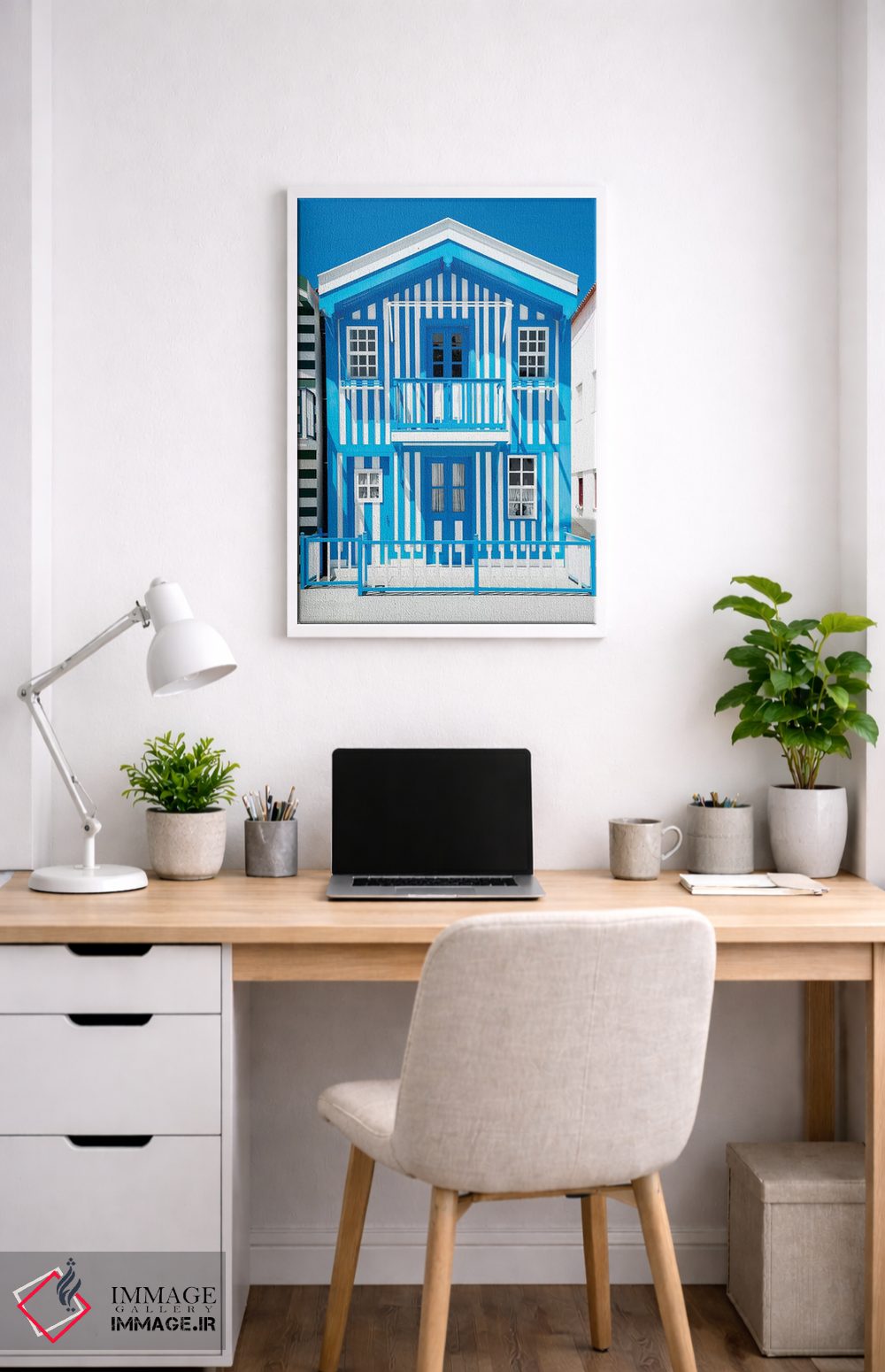 تابلو دکوراتیو "خانه با خطوط آبی" اثر فیلیپ هوگونار - D4W