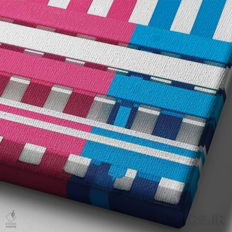 تابلو دکوراتیو "جبهه رنگارنگ با خطوط صورتی و آبی" اثر فیلیپ هوگونار - نمای نزدیک بافت بوم