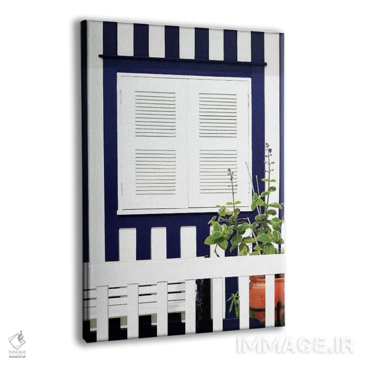 تابلو دکوراتیو "نمای خارجی خانه با خطوط آبی نیمه شب" اثر فیلیپ هوگونار - نمای پرسپکتیو محصول