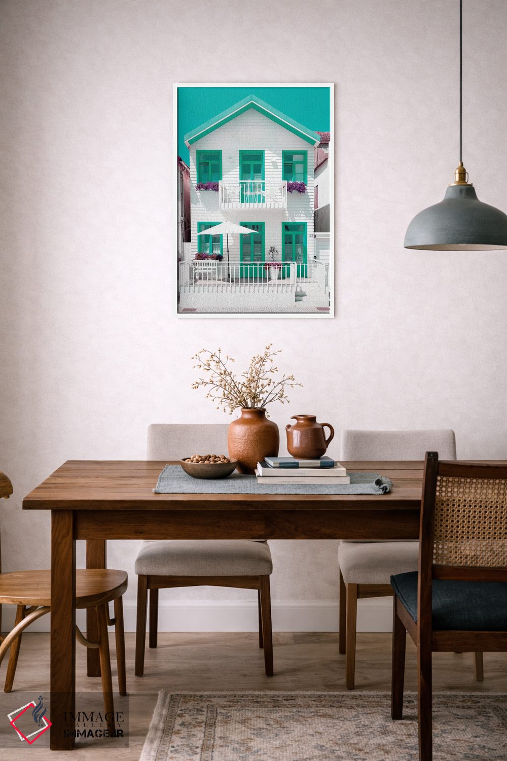 تابلو دکوراتیو "خانه سفید با پنجره های سبز" اثر فیلیپ هوگونار - D5W