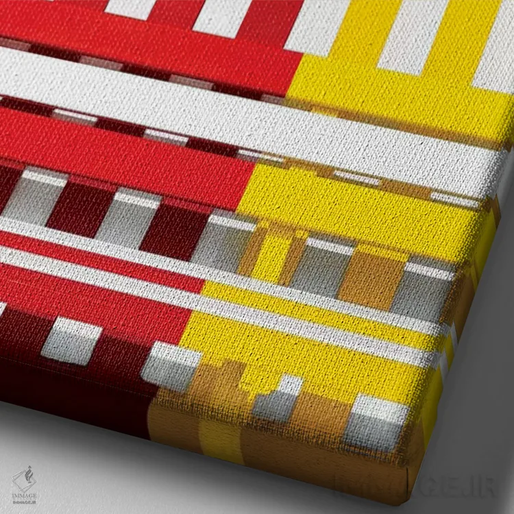 تابلو دکوراتیو "جبهه رنگارنگ با خطوط قرمز و زرد" اثر فیلیپ هوگونار - نمای نزدیک بافت بوم