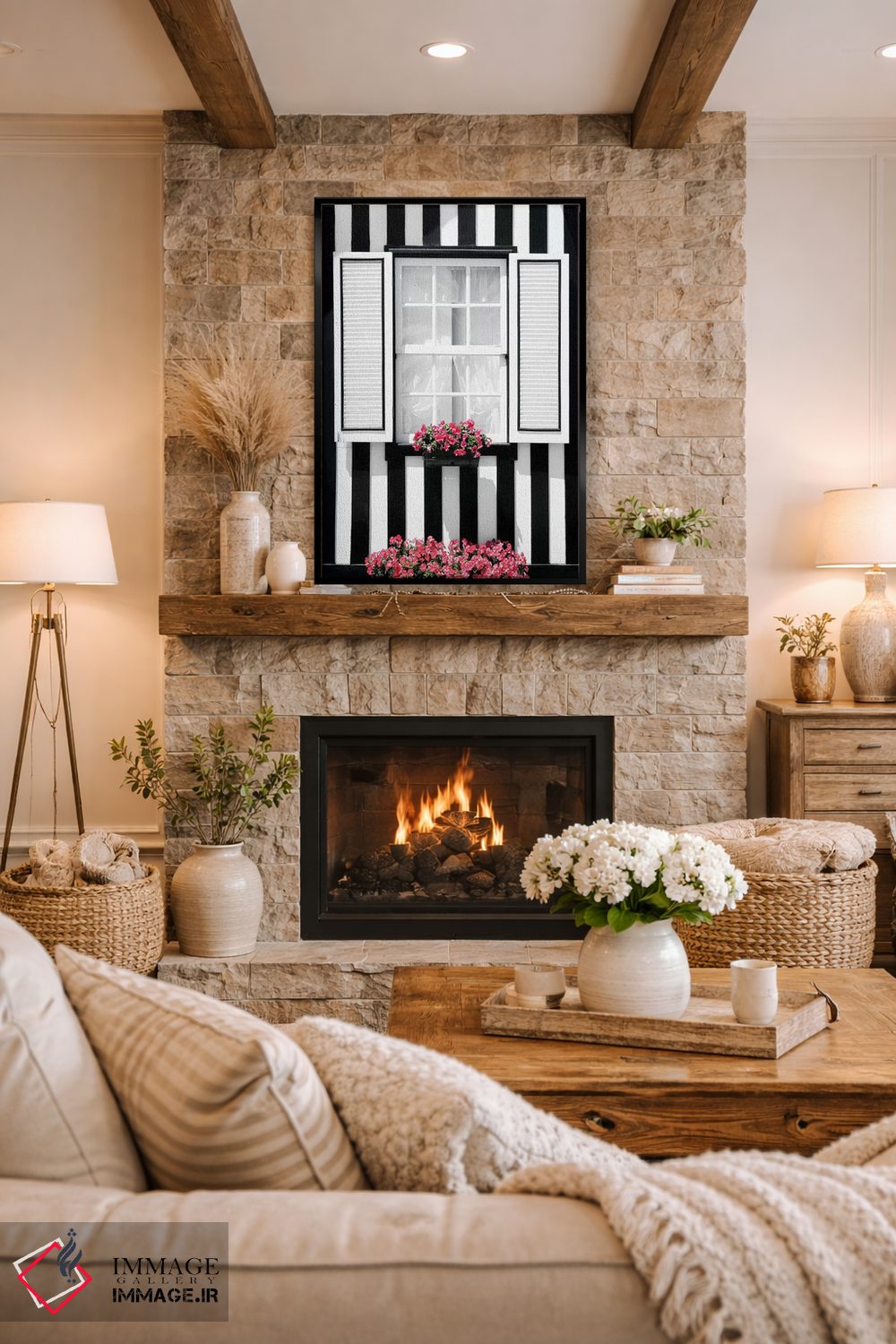 تابلو دکوراتیو "پنجره راه راه سیاه و سفید" اثر فیلیپ هوگونار - D2B