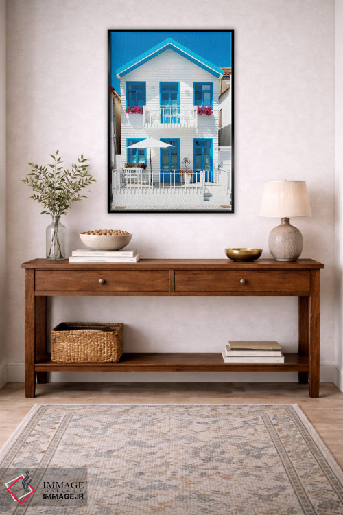 تابلو دکوراتیو "خانه سفید با پنجره های آبی" اثر فیلیپ هوگونار - D4B
