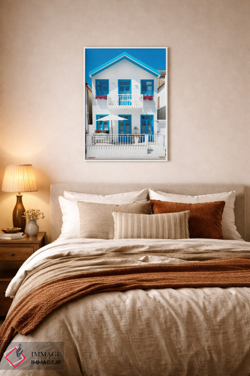 تابلو دکوراتیو "خانه سفید با پنجره های آبی" اثر فیلیپ هوگونار - D5W